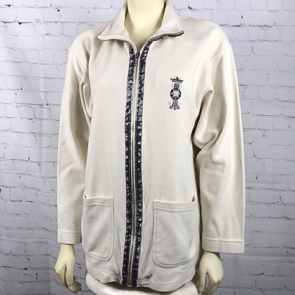 Laura Biagiotti Golf Fleece Jacket Cream Med GUC
